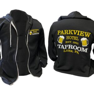 Black hoodie with Parkview Taproom logo